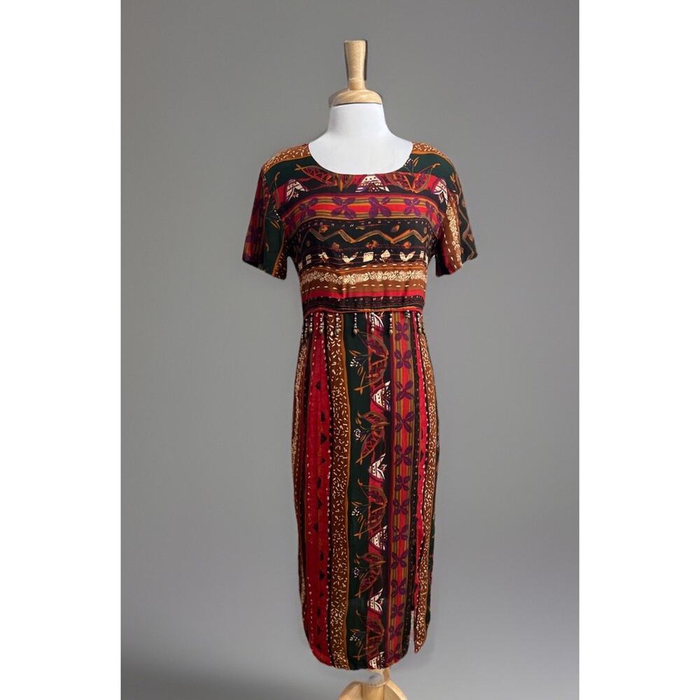 Nick &Sarah Maxi Dress Women S Vintage Caribbean Tribal Beaded Drop Waist Resort